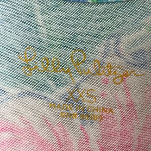 Lilly Pulitzer PJ Knit Ruffle Hem Tank Top Multi Swizzle In Blue Pink Size XXS - Picture 4 of 7